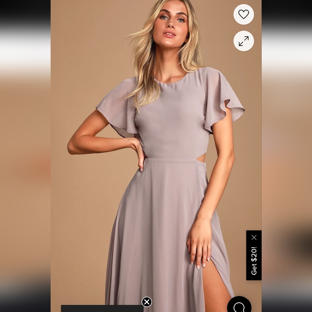 Lulus Women Garden Bliss Dusty Lavender Bridesmaid Cutout Maxi Dress. Size L - Picture 4 of 13